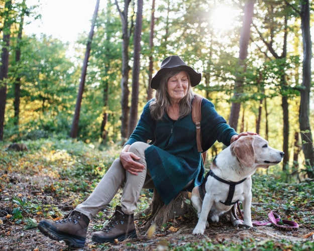 senior woman with dog